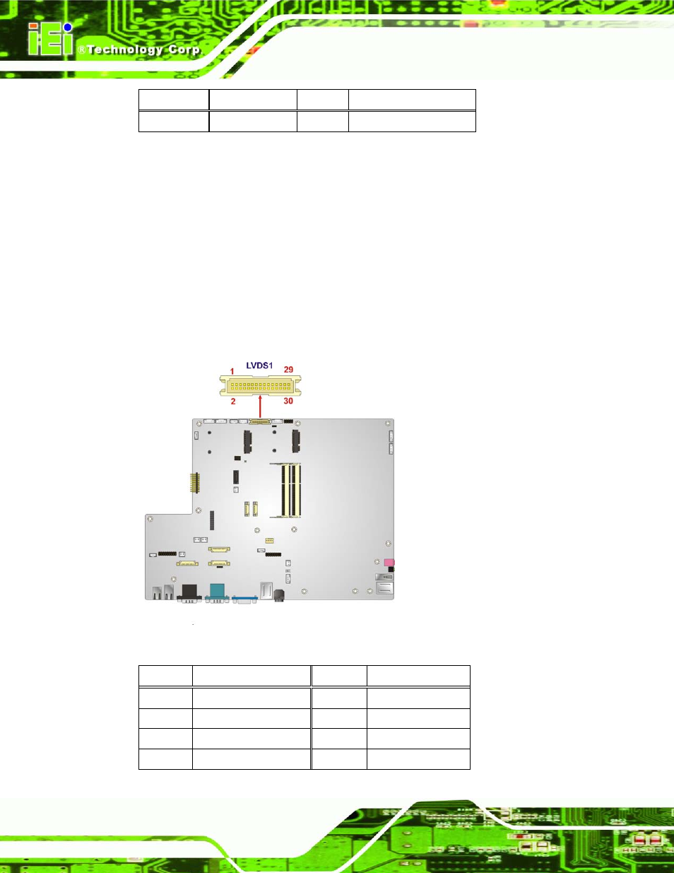 15 lvds connector, Figure 5-18: lvds connector location, Table 5-14: k type thermocouple connector pinouts | IEI Integration AFL2-W21-H61 User Manual | Page 105 / 262