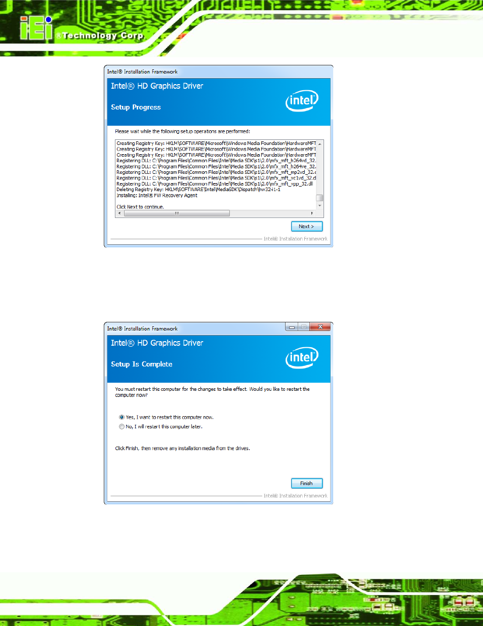 Figure 8-13: graphics driver setup operations | IEI Integration AFL2-W21-H61 User Manual | Page 181 / 262