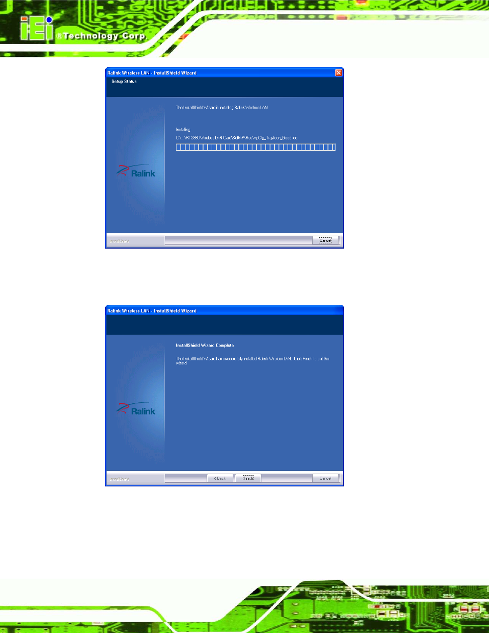 Figure 8-35: setup status, Figure 8-36: installation complete | IEI Integration AFL2-W21-H61 User Manual | Page 195 / 262