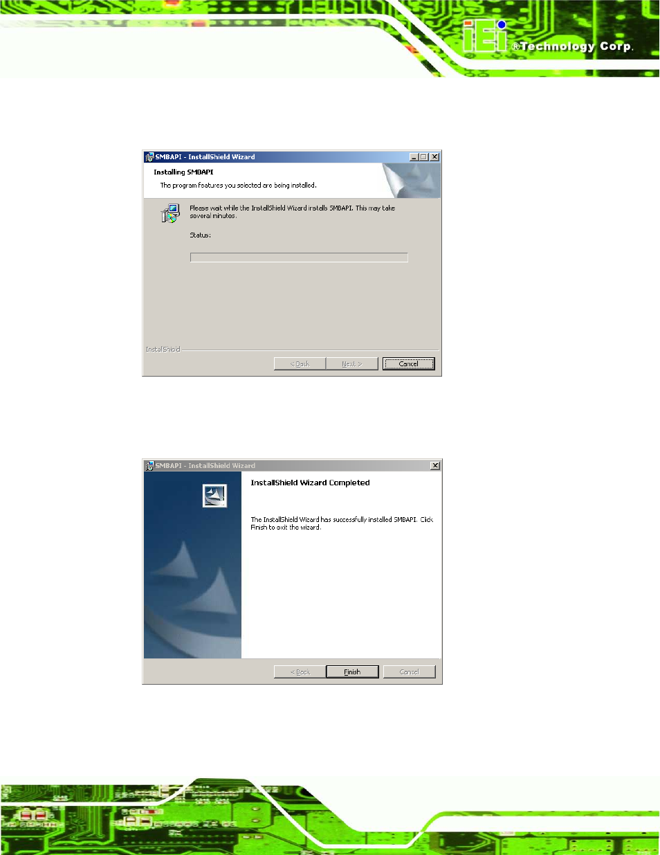 Figure 8-40: installation, Figure 8-41: installation complete | IEI Integration AFL2-W21-H61 User Manual | Page 198 / 262