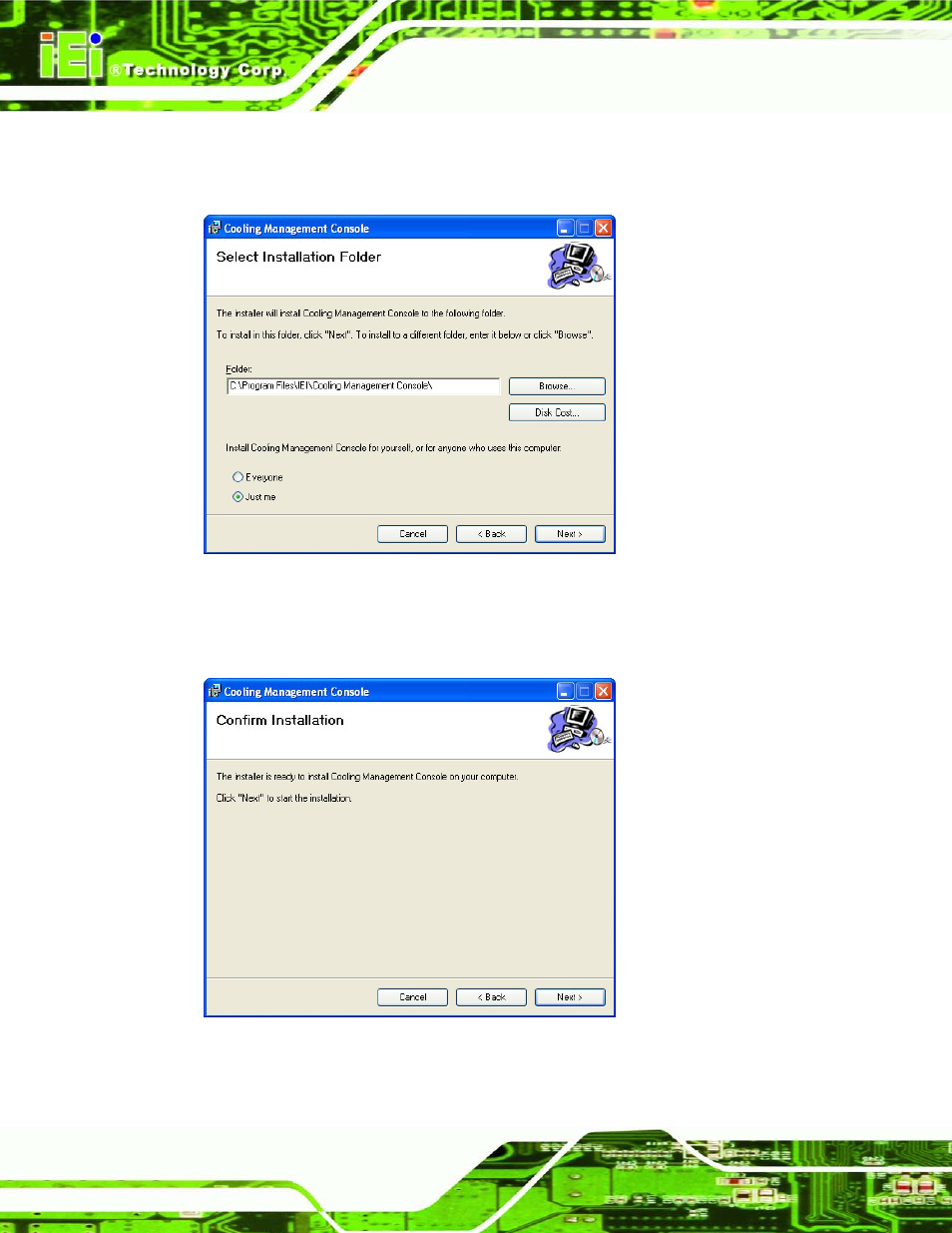 Figure 9-2: select installation folder, Figure 9-3: confirm installation | IEI Integration AFL2-W21-H61 User Manual | Page 203 / 262