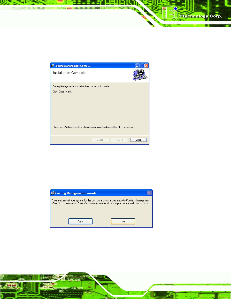 Figure 9-4: installation complete, Figure 9-5: restart the system | IEI Integration AFL2-W21-H61 User Manual | Page 204 / 262