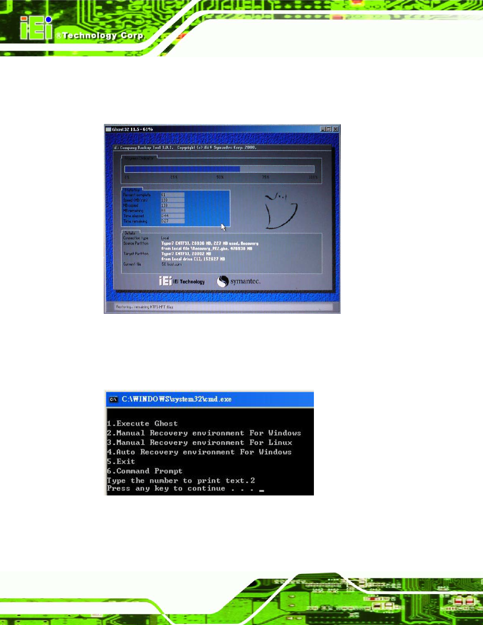 Figure c-8: building the recovery partition, Figure c-9: press any key to continue | IEI Integration AFL2-W21-H61 User Manual | Page 229 / 262