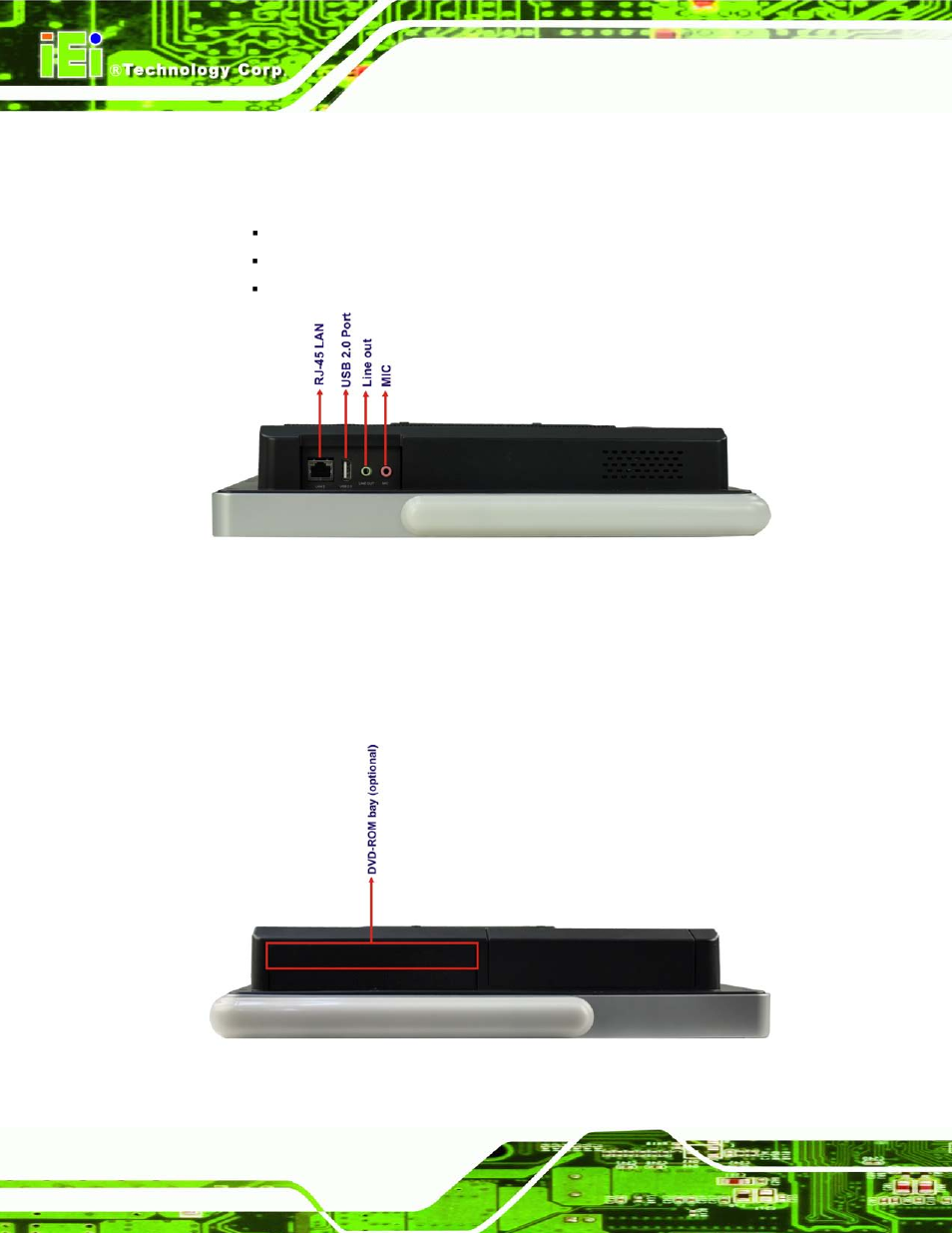 4 left side panel, 5 right side panel, Figure 1-6: afl2-w21a/ab-h61 left side panel | Figure 1-7: afl2-w21a/ab-h61 right side panel | IEI Integration AFL2-W21-H61 User Manual | Page 27 / 262