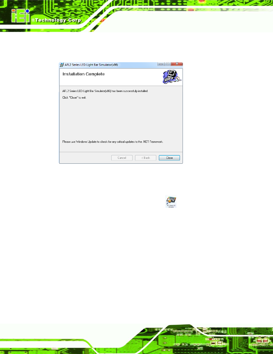 Figure 2-4: installation complete | IEI Integration AFL2-W21-H61 User Manual | Page 35 / 262