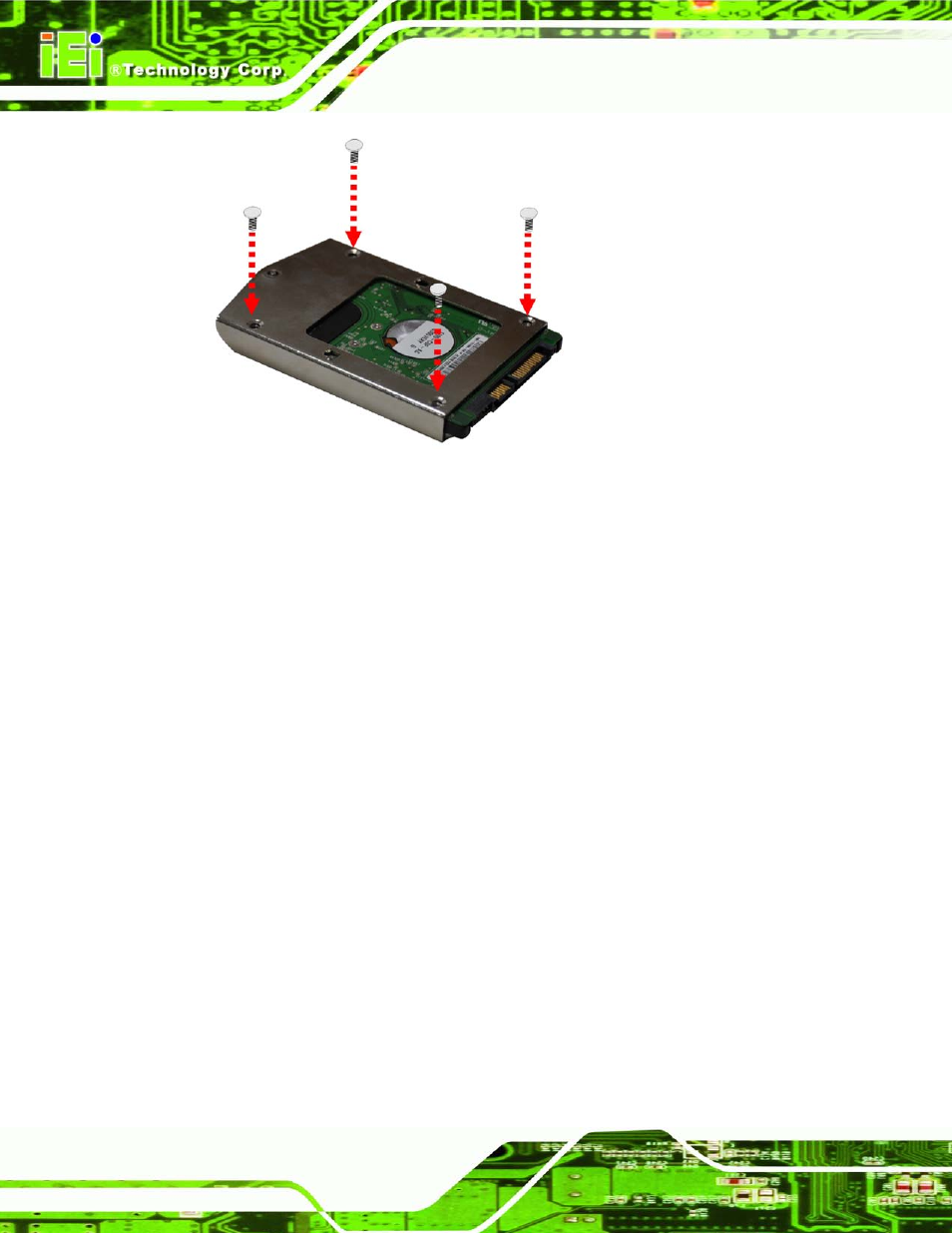 5 k-type temperature sensor installation, Emperature, Ensor | Nstallation, Figure 4-5: securing the hdd | IEI Integration AFL2-W21-H61 User Manual | Page 63 / 262