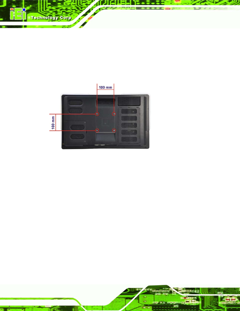 3 stand mounting, Figure 4-21: mounting screw location | IEI Integration AFL2-W21-H61 User Manual | Page 75 / 262