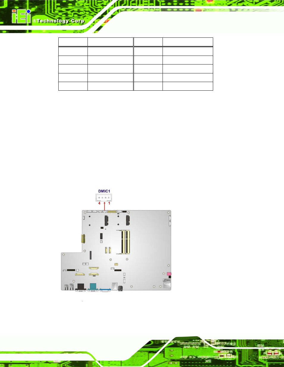 8 digital microphone connector, Figure 6-10: digital microphone connector location, Table 6-7: debug port connector pinouts | IEI Integration AFL2-W19A-H61 v1.11 User Manual | Page 107 / 277