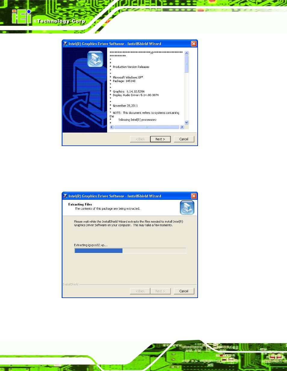 Figure 9-8: graphics driver read me file, Figure 9-9: graphics driver setup files extracted | IEI Integration AFL2-W19A-H61 v1.11 User Manual | Page 187 / 277