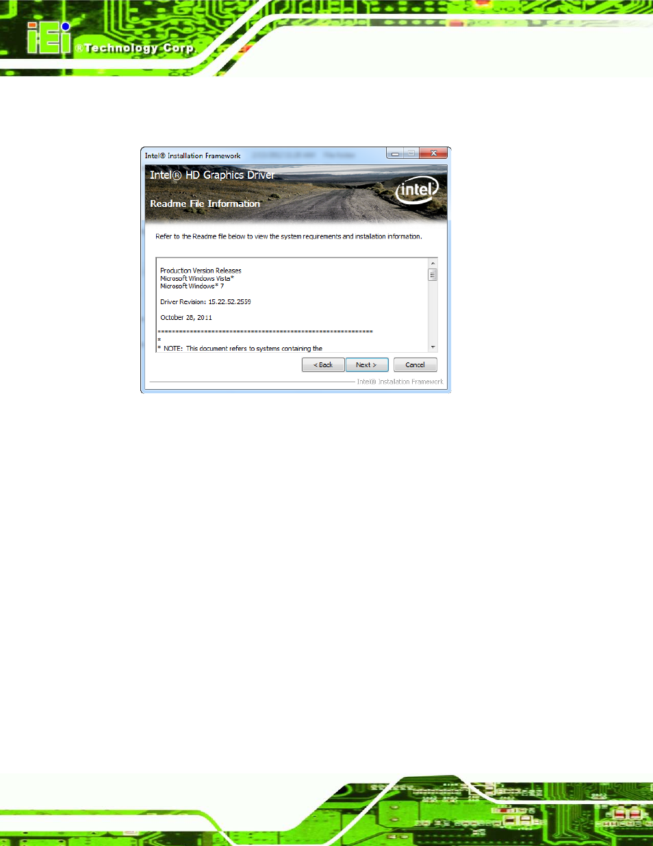 Figure 9-12: graphics driver read me file | IEI Integration AFL2-W19A-H61 v1.11 User Manual | Page 189 / 277