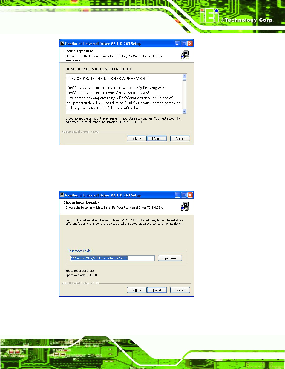 Figure 9-16: touch screen driver license agreement | IEI Integration AFL2-W19A-H61 v1.11 User Manual | Page 192 / 277