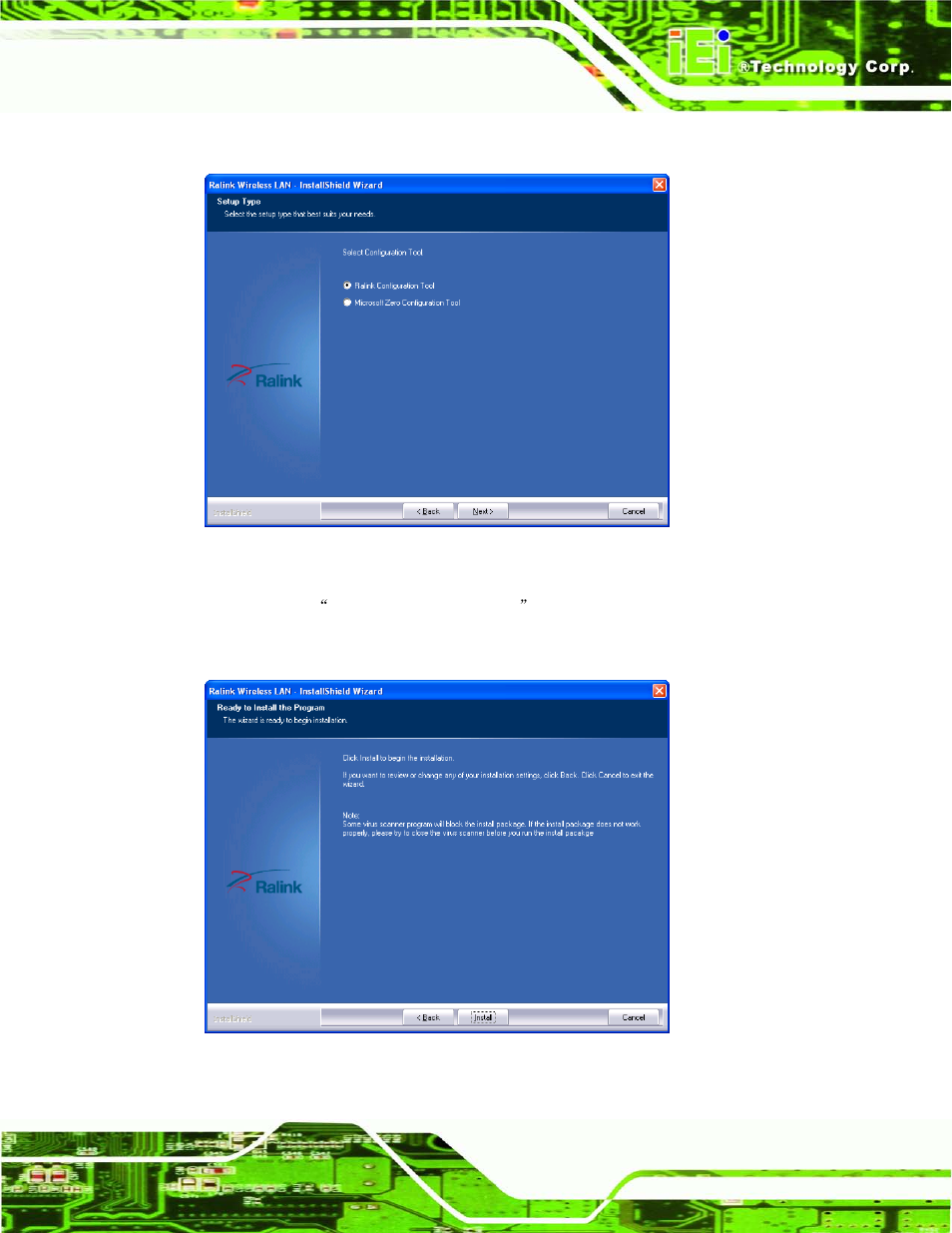 Figure 9-43: configuration tool, Figure 9-44: ready to install the program | IEI Integration AFL2-W19A-H61 v1.11 User Manual | Page 208 / 277