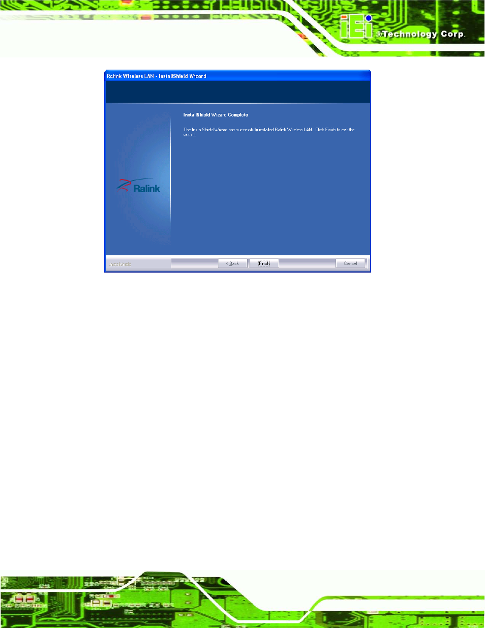 11 led bar driver installation, River, Nstallation | Figure 9-46: installation complete, 11 led ba r drive r in s ta lla tio n | IEI Integration AFL2-W19A-H61 v1.11 User Manual | Page 210 / 277