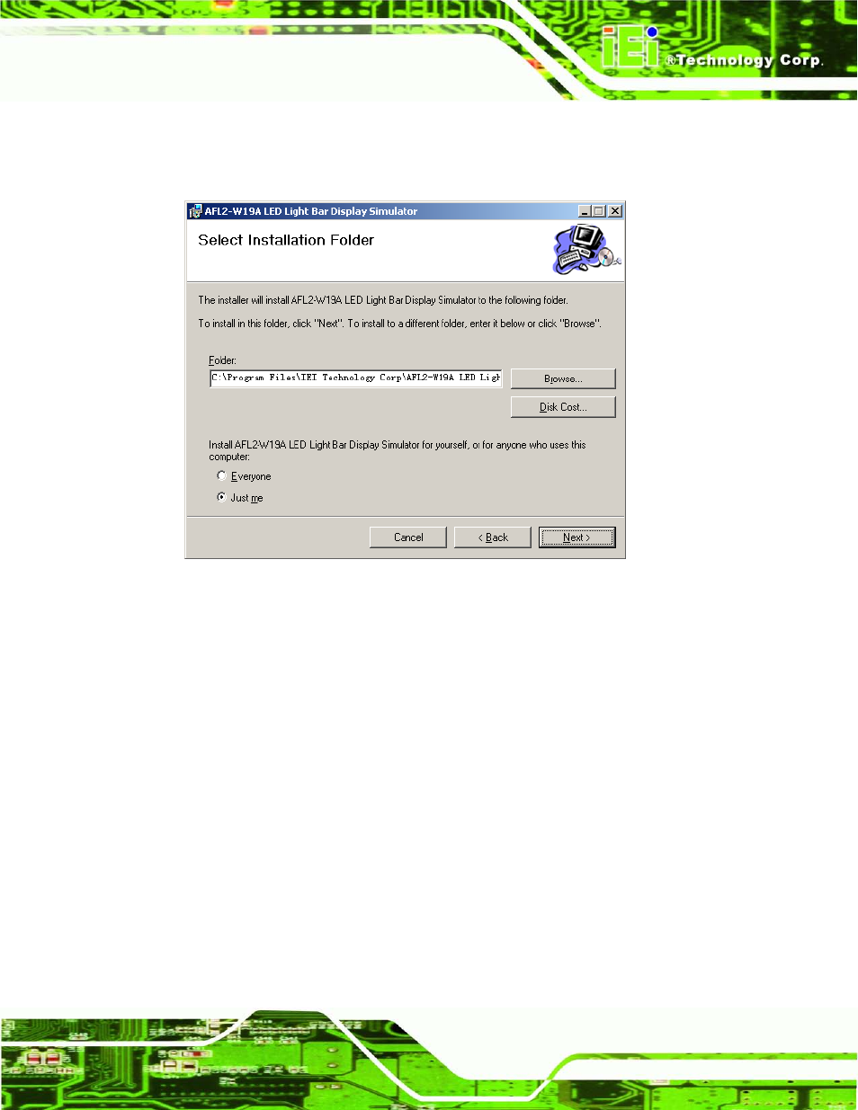 Figure 2-2: select installation folder screen | IEI Integration AFL2-W19A-H61 v1.11 User Manual | Page 34 / 277