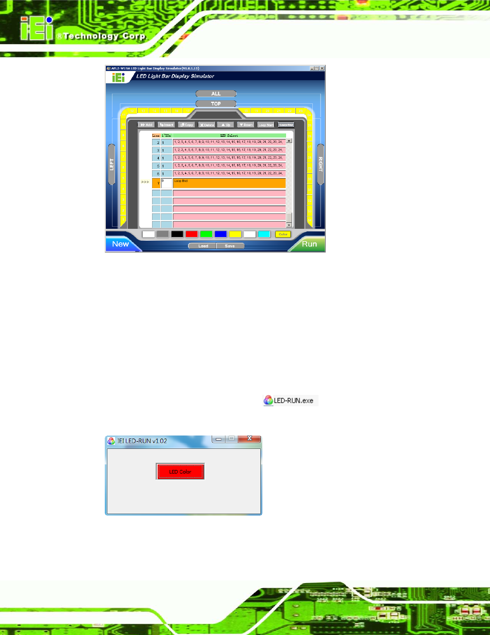 3 iei led run, Figure 2-14: add loop end, Figure 2-15: iei led run software | 3 iei led ru n | IEI Integration AFL2-W19A-H61 v1.11 User Manual | Page 43 / 277