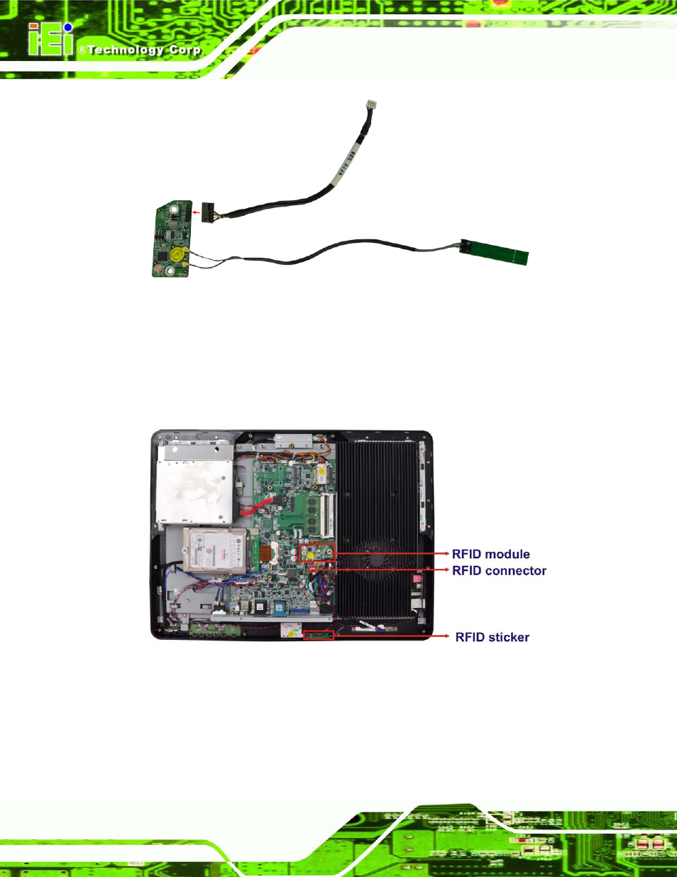 Figure 5-7: connect the rfid usb cable, Figure 5-8: install the rfid module | IEI Integration AFL2-W19A-H61 v1.11 User Manual | Page 75 / 277
