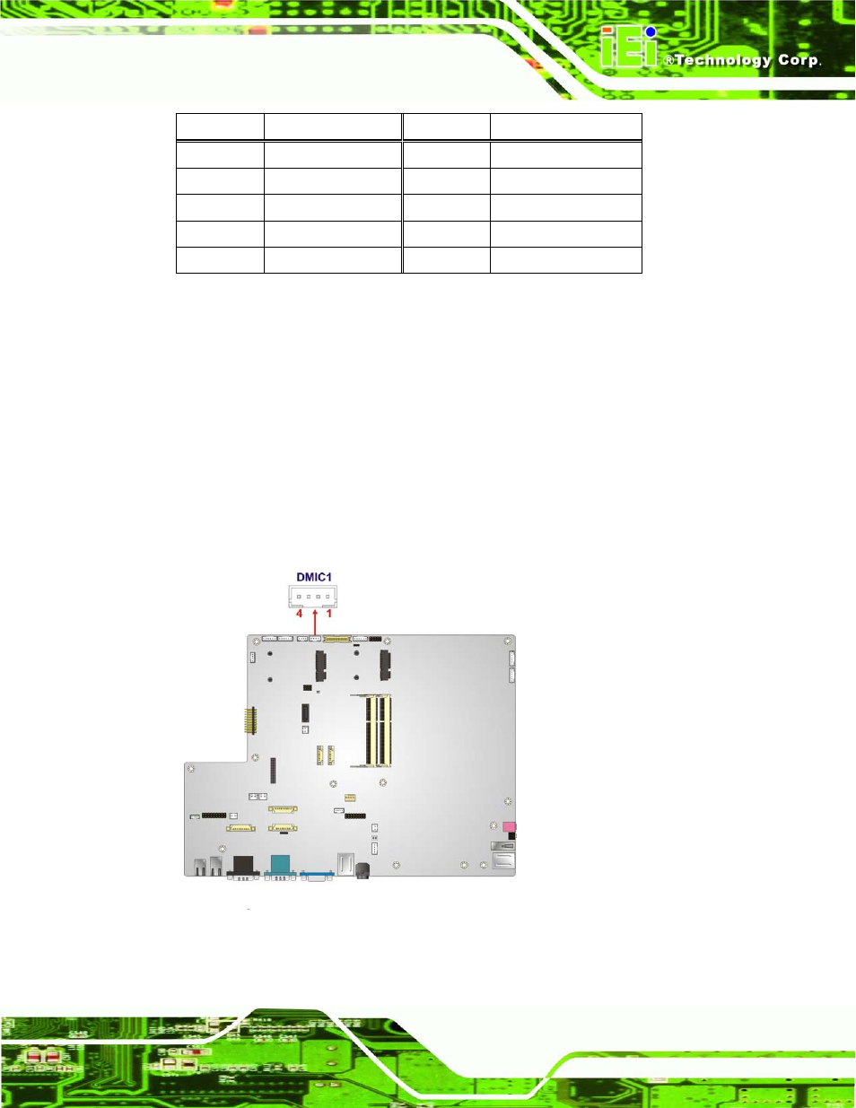 8 digital microphone connector, Figure 6-10: digital microphone connector location, Table 6-7: debug port connector pinouts | IEI Integration AFL2-W19A-H61 v1.21 User Manual | Page 109 / 279