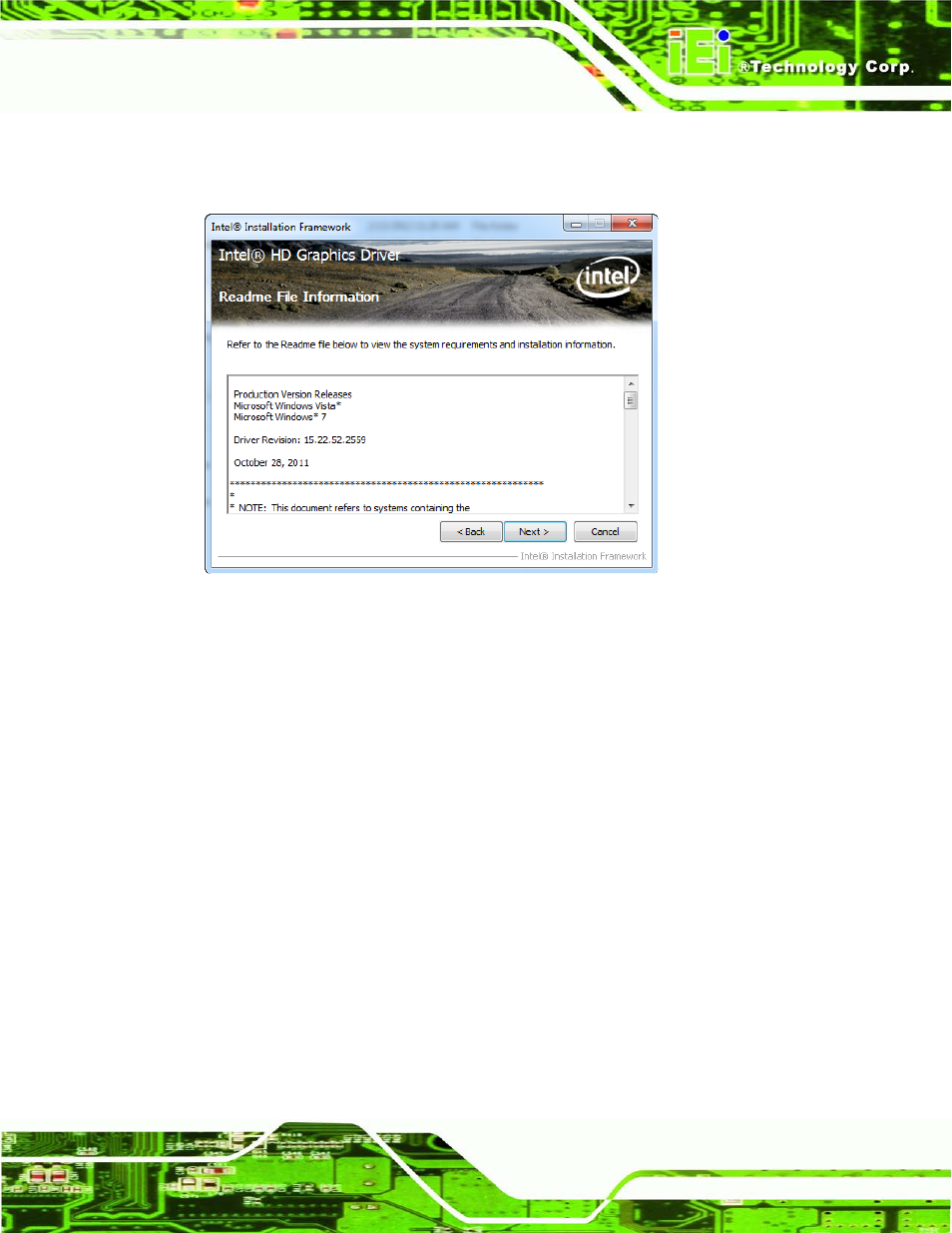 Figure 9-12: graphics driver read me file | IEI Integration AFL2-W19A-H61 v1.21 User Manual | Page 191 / 279