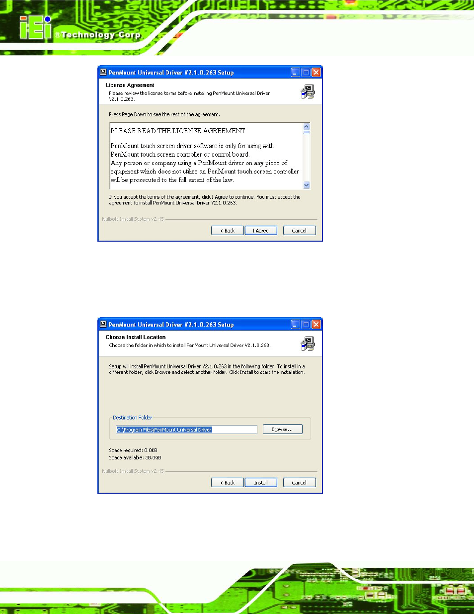 Figure 9-16: touch screen driver license agreement | IEI Integration AFL2-W19A-H61 v1.21 User Manual | Page 194 / 279