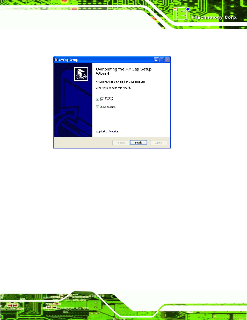 Figure 9-54: amcap driver installation complete | IEI Integration AFL2-W19A-H61 v1.21 User Manual | Page 217 / 279