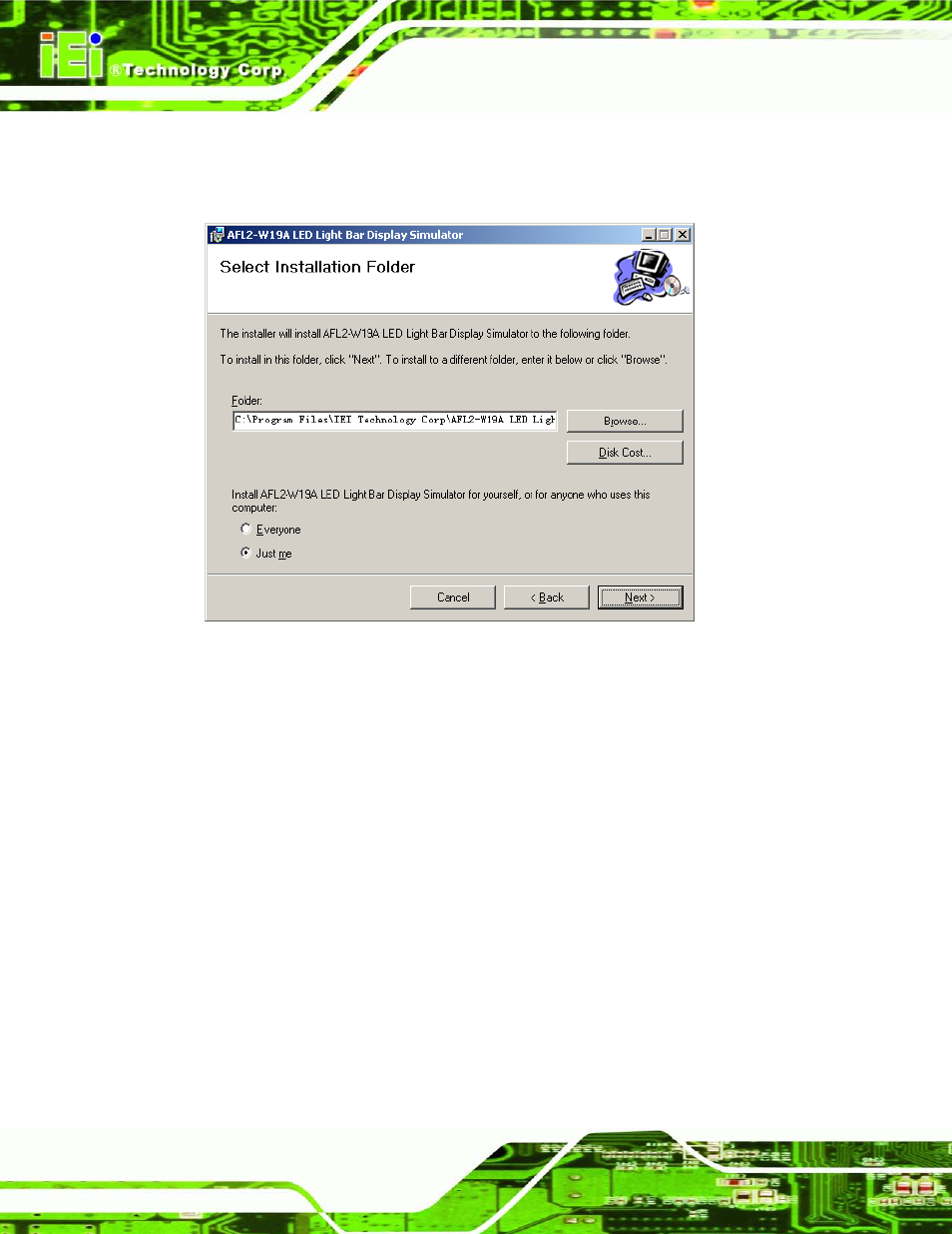 Figure 2-2: select installation folder screen | IEI Integration AFL2-W19A-H61 v1.21 User Manual | Page 36 / 279