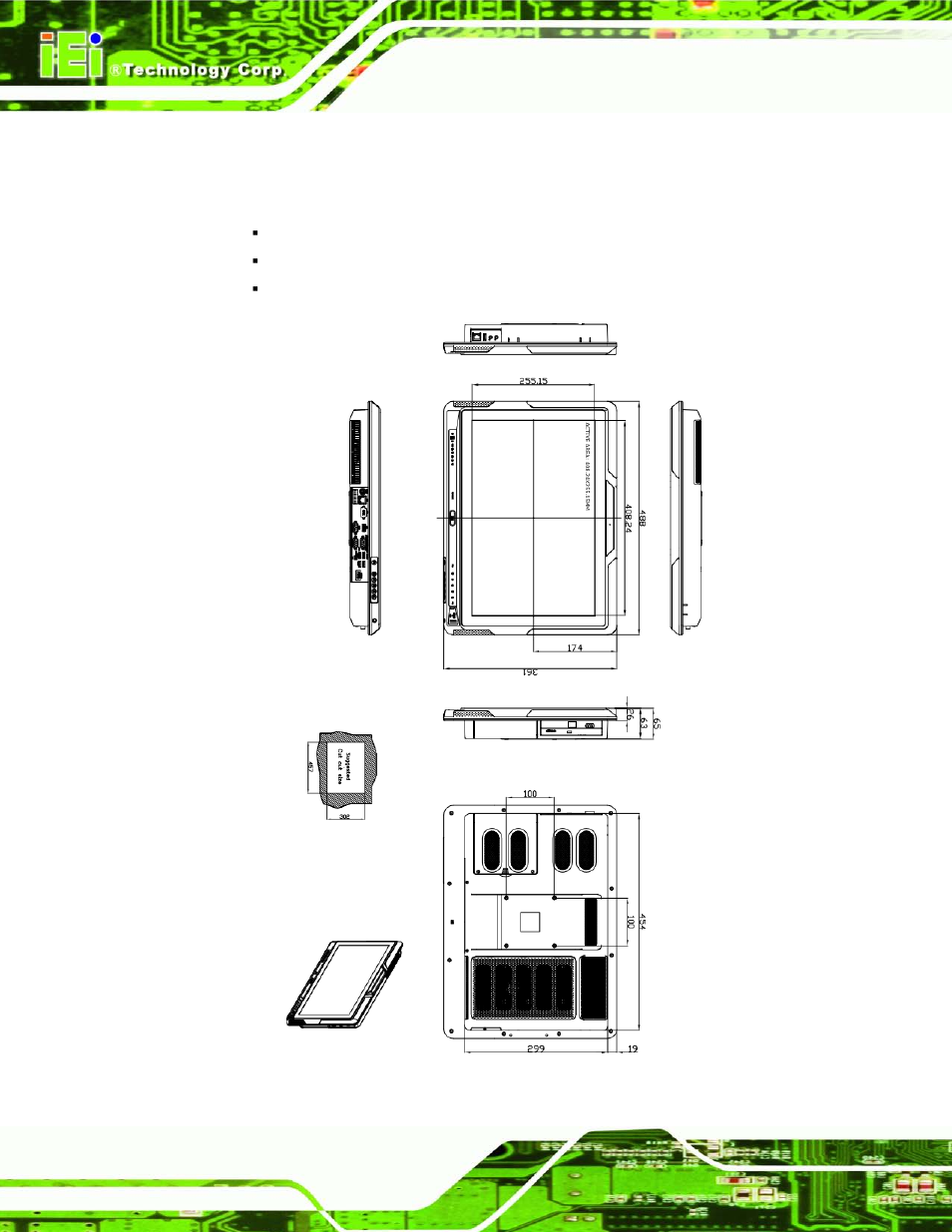1 dimensions, Imensions, Figure 3-1: afl2-w19a/ab-h61 dimensions (mm) | IEI Integration AFL2-W19A-H61 v1.21 User Manual | Page 60 / 279