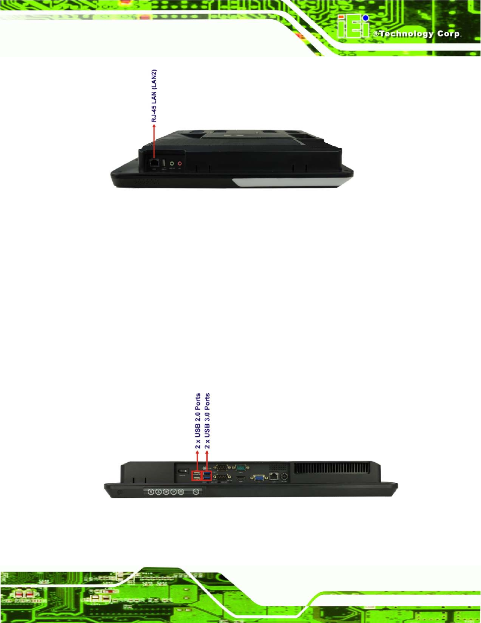 3 external usb connectors, Figure 3-5: external usb ports (bottom panel) | IEI Integration AFL2-W19A-H61 v1.21 User Manual | Page 63 / 279