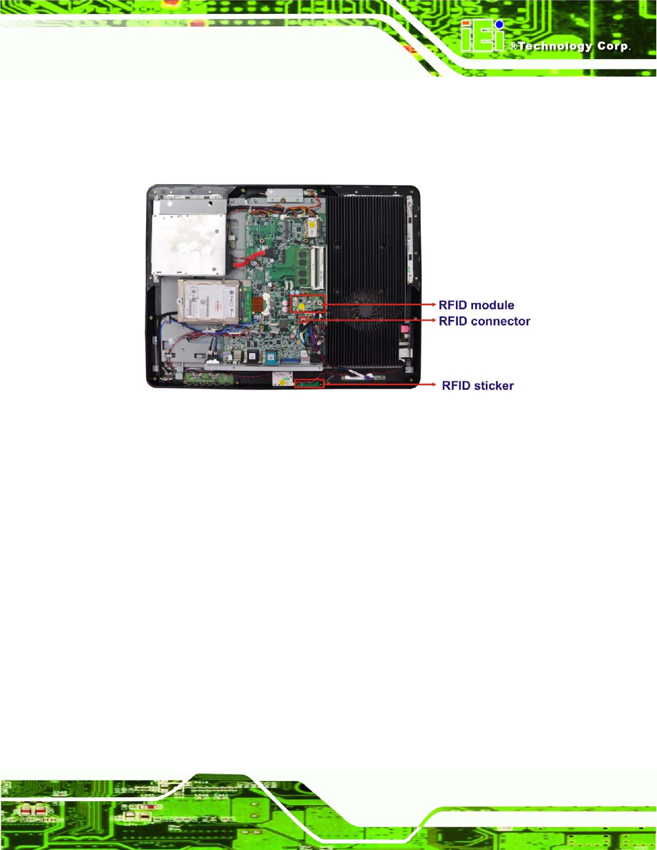 7 dvd-rom installation (optional), Dvd-rom, Nstallation | Ptional, Figure 5-8: install the rfid module, 7 dvd-rom in s ta lla tio n (op tio n a l) | IEI Integration AFL2-W19A-H61 v1.21 User Manual | Page 77 / 279