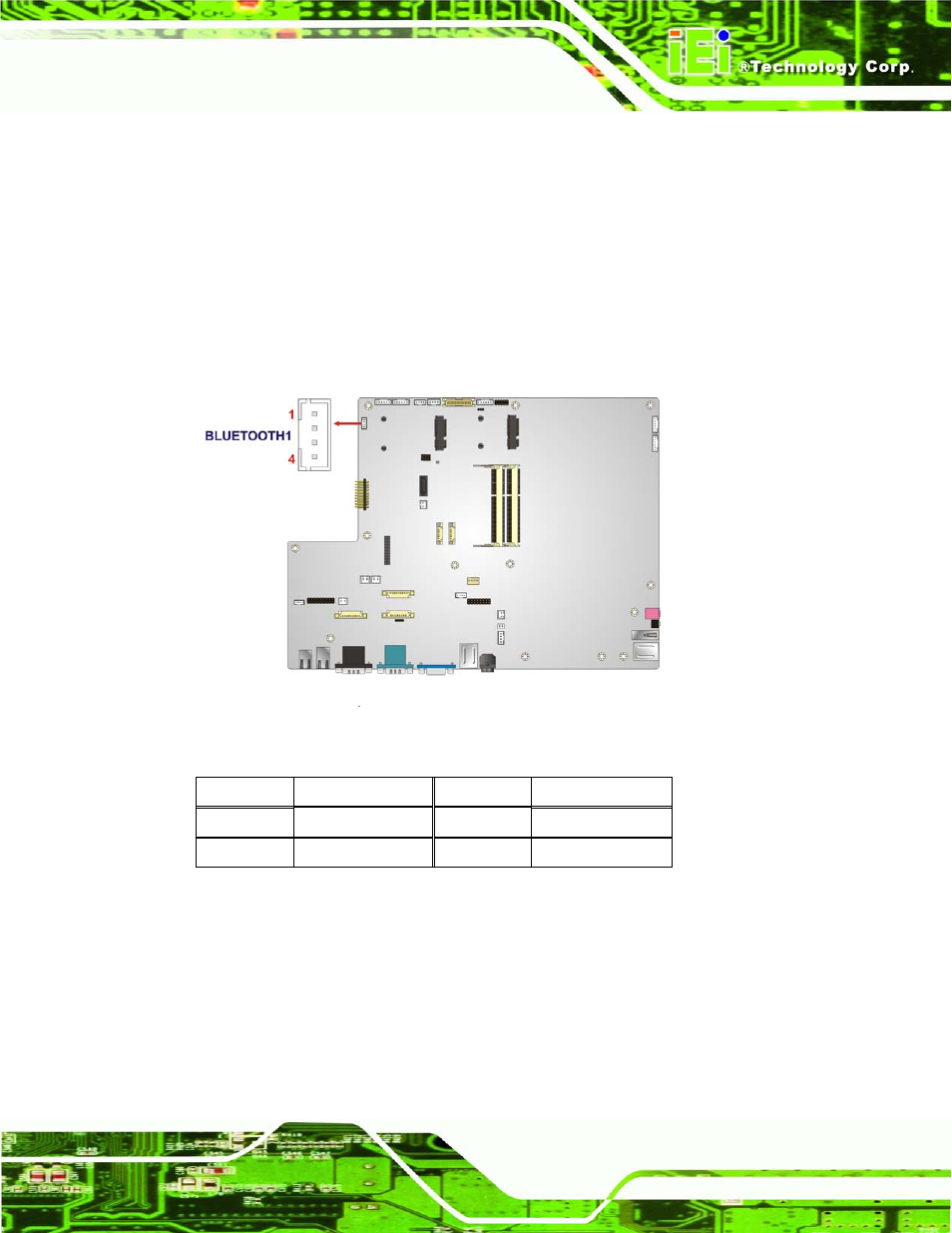 4 bluetooth connector, 5 cpu fan connector, Figure 6-6: bluetooth connector location | Table 6-5: bluetooth connector pinouts | IEI Integration AFL2-17A-H61 v1.11 User Manual | Page 102 / 275