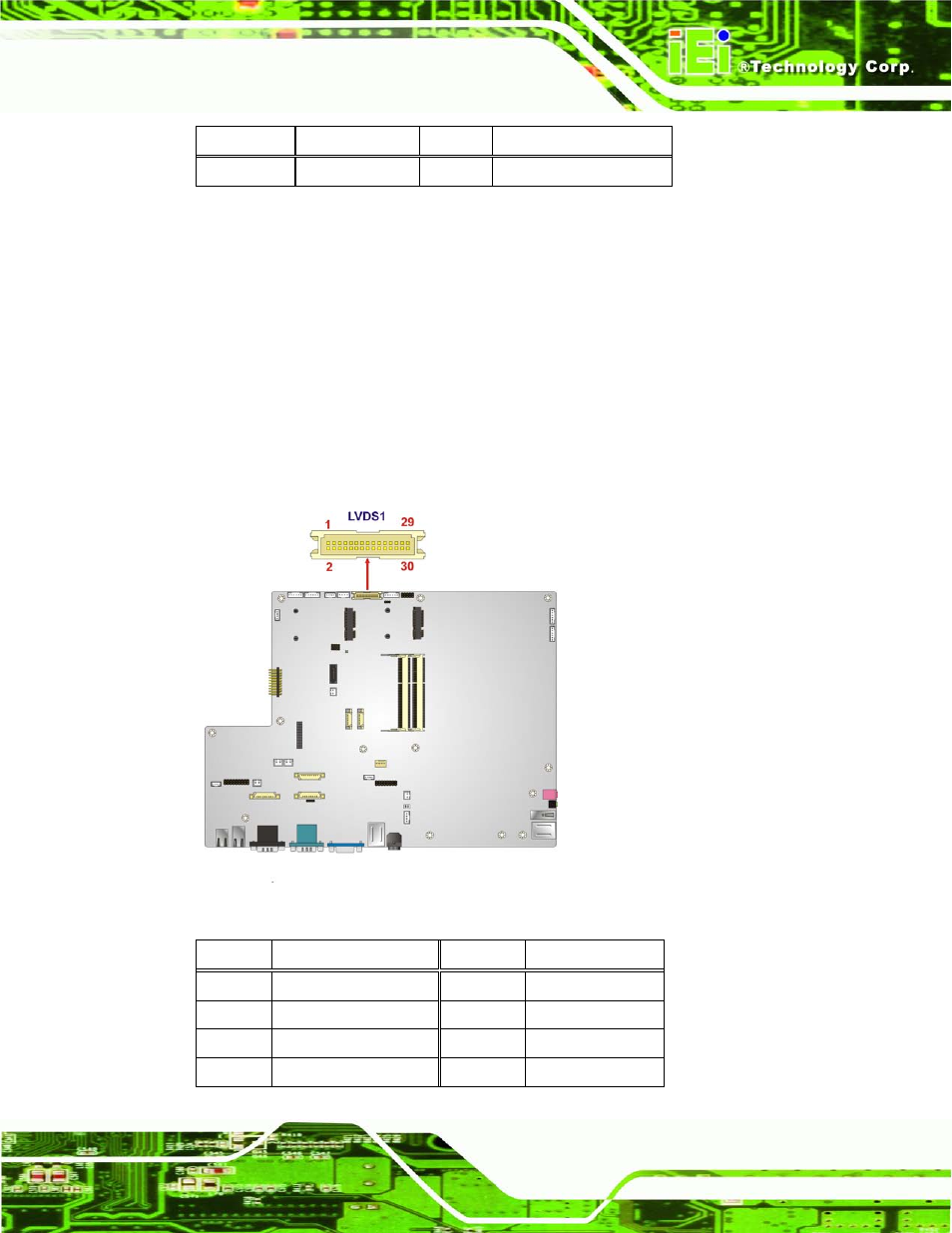 15 lvds connector, Figure 6-18: lvds connector location, Table 6-14: k type thermocouple connector pinouts | IEI Integration AFL2-17A-H61 v1.11 User Manual | Page 112 / 275