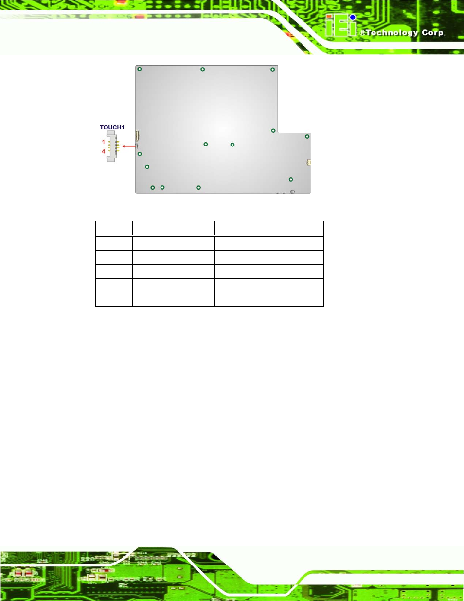 29 tpm connector, Figure 6-32: touch panel connector location, Table 6-28: touch panel connector pinouts | IEI Integration AFL2-17A-H61 v1.11 User Manual | Page 126 / 275