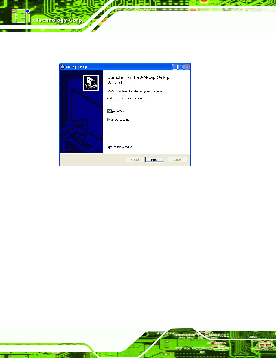 Figure 9-54: amcap driver installation complete | IEI Integration AFL2-17A-H61 v1.11 User Manual | Page 213 / 275