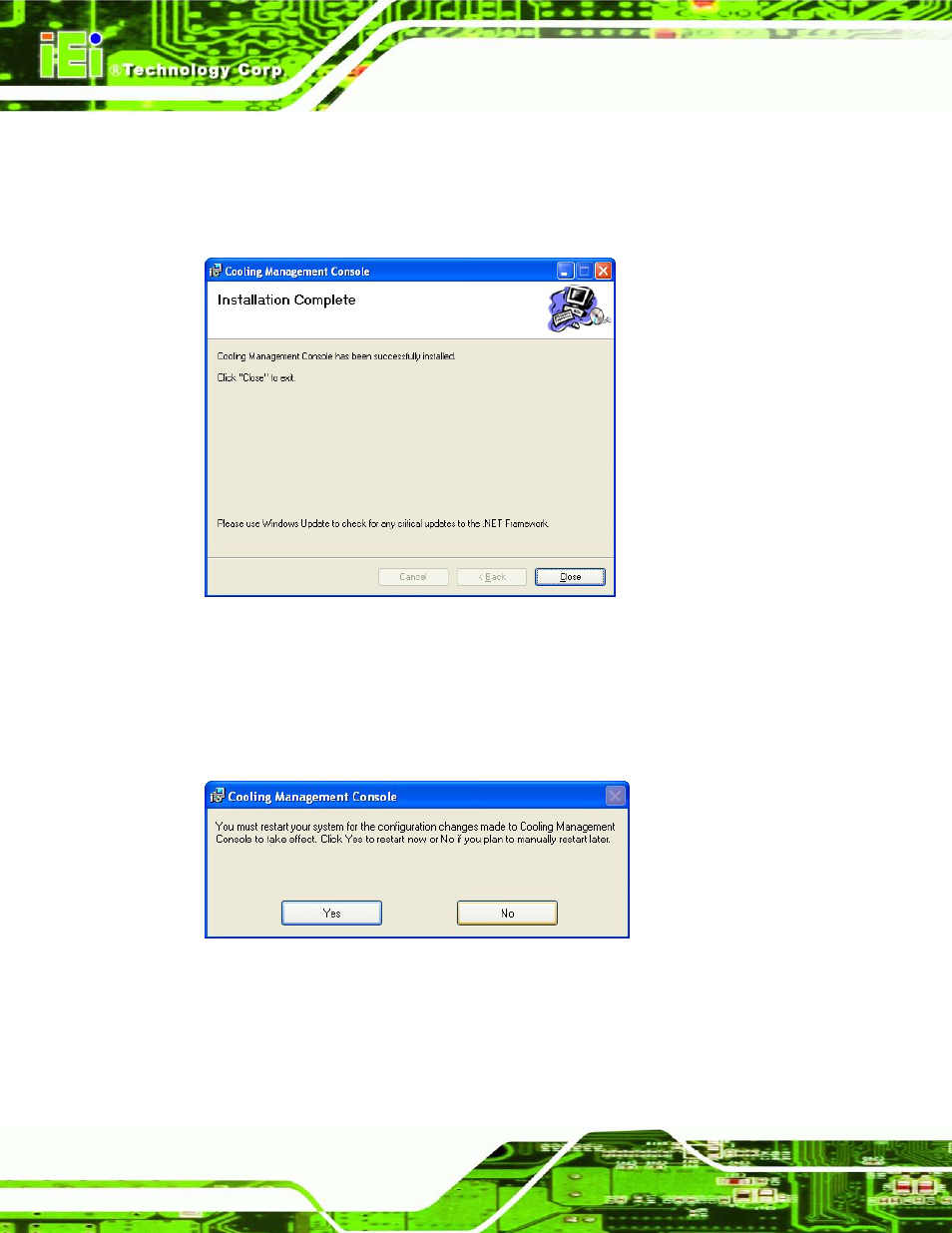 Figure 10-4: installation complete, Figure 10-5: restart the system | IEI Integration AFL2-17A-H61 v1.11 User Manual | Page 217 / 275