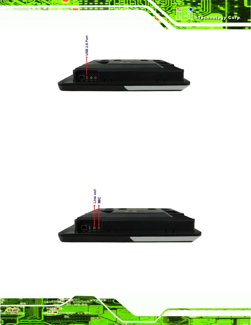 5 audio, 1 audio codec controller, 2 stereo speakers | Udio, Figure 3-6: external usb ports (left side panel), Figure 3-7: audio jack, 5 au d io | IEI Integration AFL2-17A-H61 v1.11 User Manual | Page 60 / 275