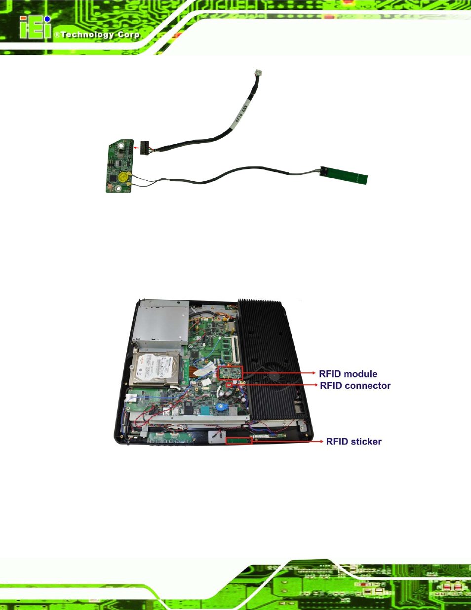 Figure 5-7: connect the rfid usb cable, Figure 5-8: install the rfid module | IEI Integration AFL2-17A-H61 v1.11 User Manual | Page 73 / 275