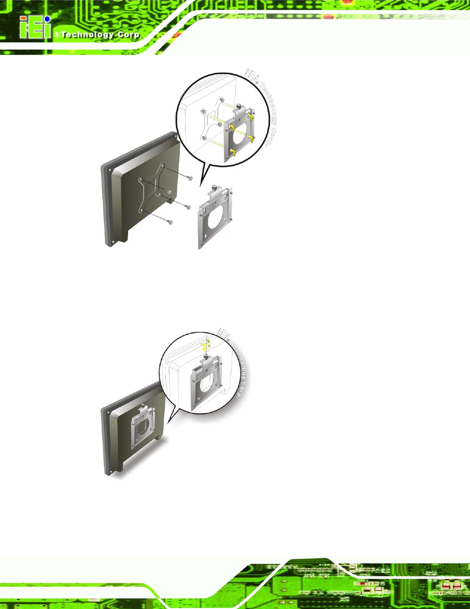 Figure 5-17: chassis support screws, Figure 5-18: secure the panel pc | IEI Integration AFL2-17A-H61 v1.11 User Manual | Page 81 / 275
