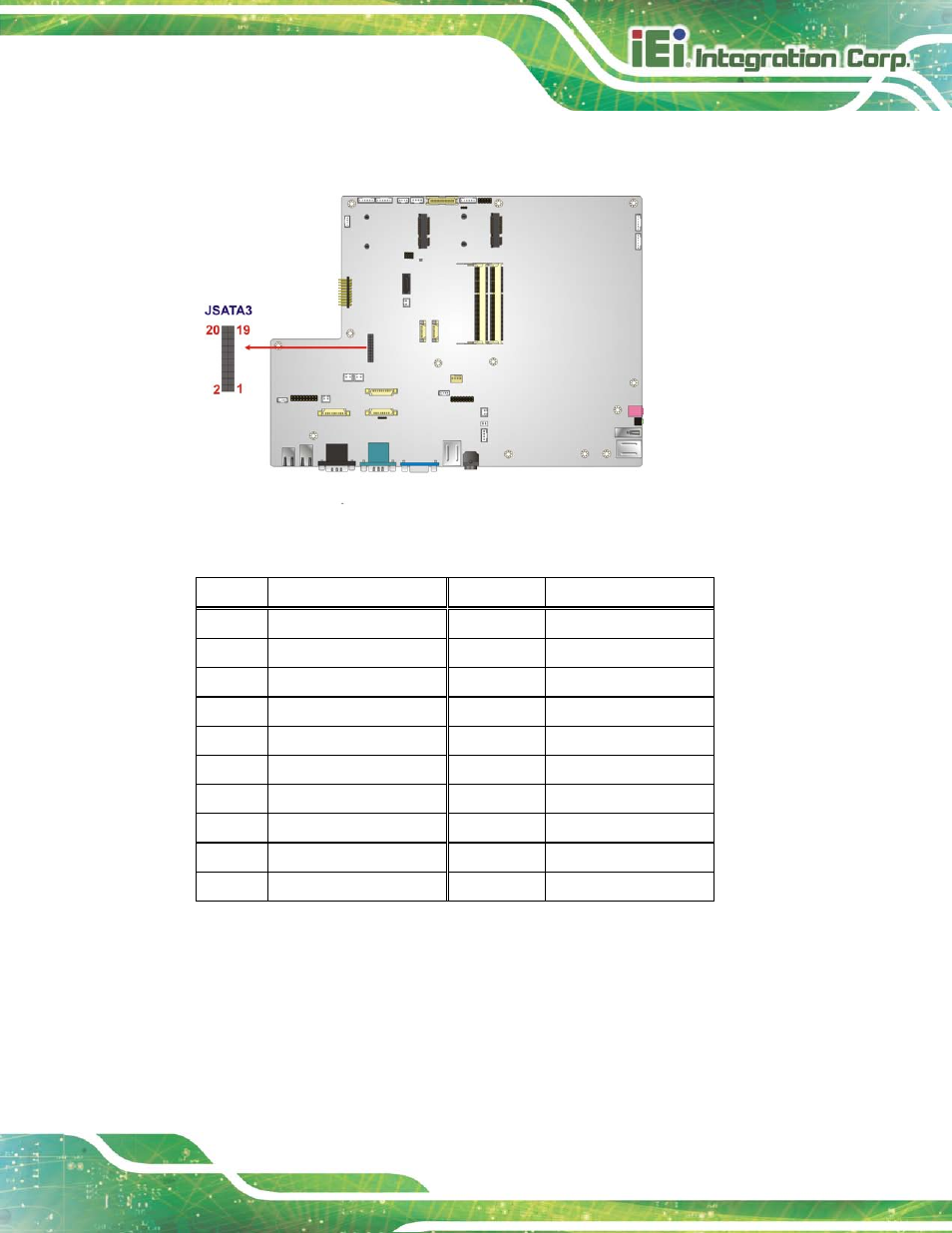 14 k type thermocouple connector, Figure 6-15: jsata connector location, Table 6-13: jsata connector pinouts | Ee figure 6-15, Ee table 6-13 | IEI Integration AFL2-17A-H61 v1.23 User Manual | Page 113 / 278