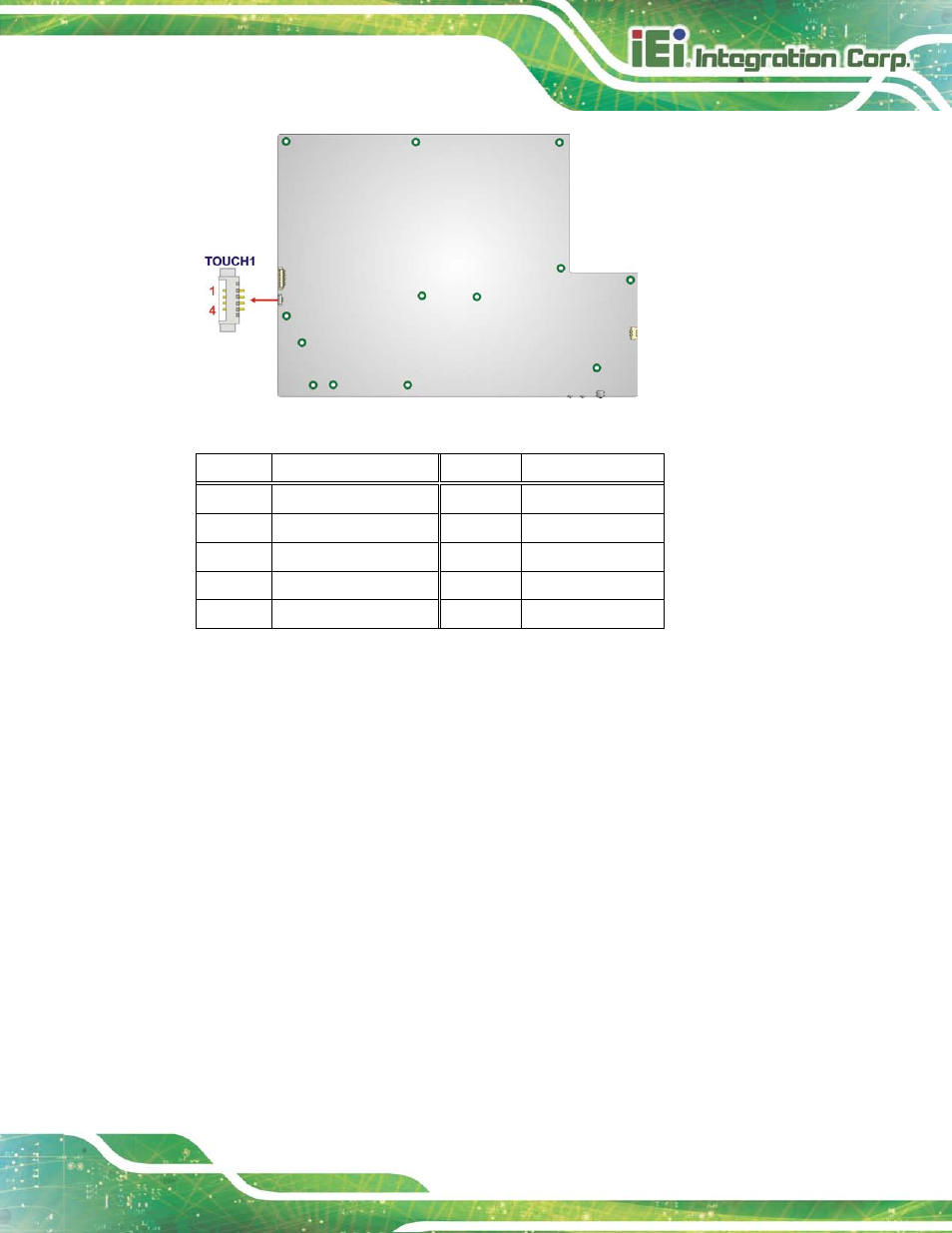 29 tpm connector, Figure 6-32: touch panel connector location, Table 6-28: touch panel connector pinouts | IEI Integration AFL2-17A-H61 v1.23 User Manual | Page 129 / 278