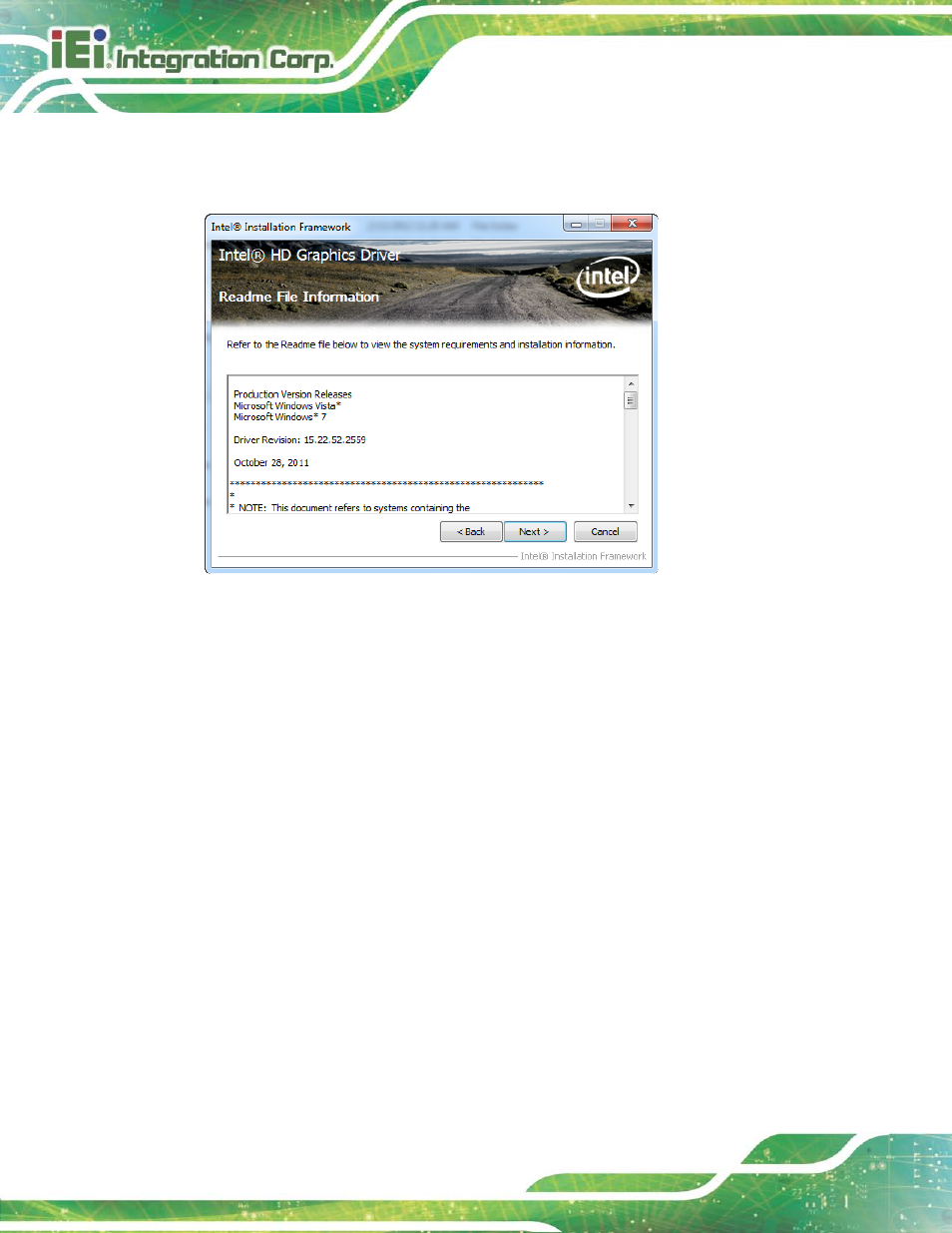 Figure 9-12: graphics driver read me file | IEI Integration AFL2-17A-H61 v1.23 User Manual | Page 190 / 278