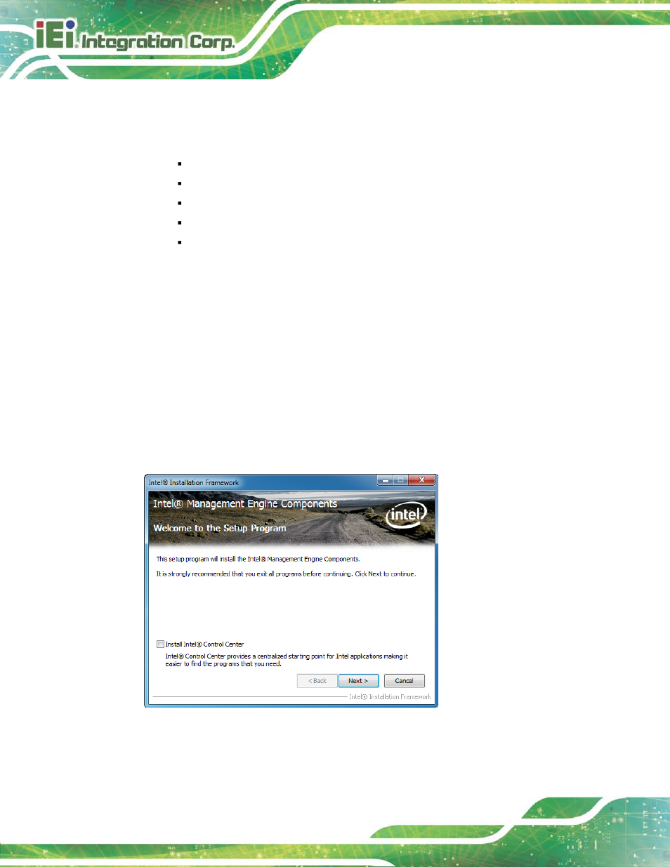 8 intel® management engine components installation, Ntel, Anagement | Ngine, Omponents, Nstallation, Figure 9-32: intel® me driver welcome screen | IEI Integration AFL2-17A-H61 v1.23 User Manual | Page 202 / 278