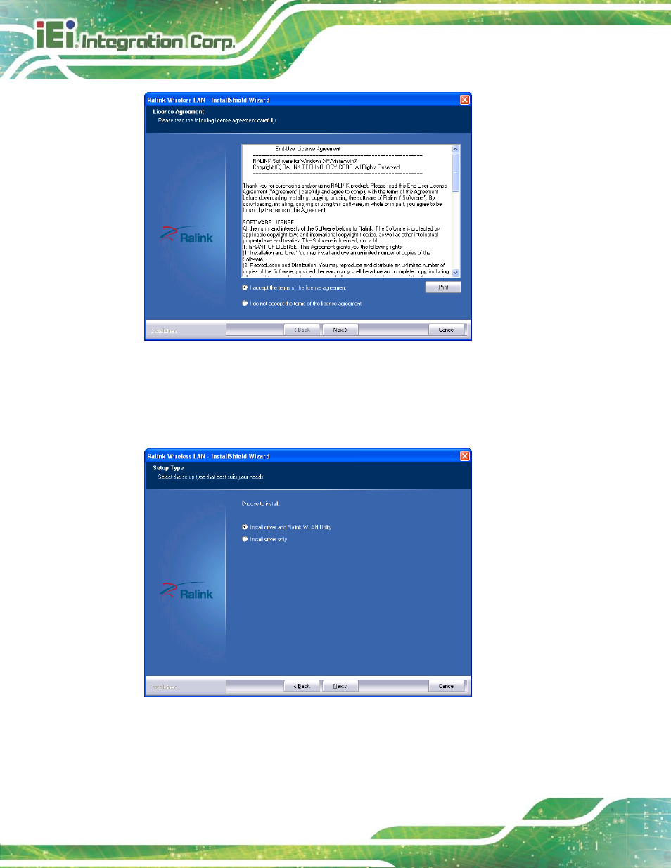 Figure 9-41: license agreement, Figure 9-42: setup type | IEI Integration AFL2-17A-H61 v1.23 User Manual | Page 208 / 278