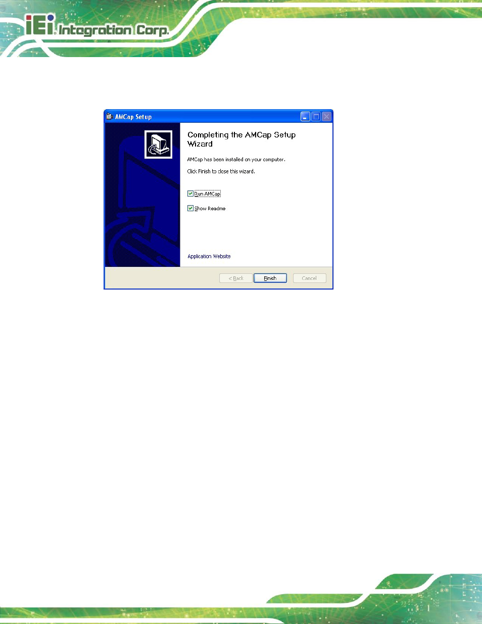 Figure 9-54: amcap driver installation complete | IEI Integration AFL2-17A-H61 v1.23 User Manual | Page 216 / 278