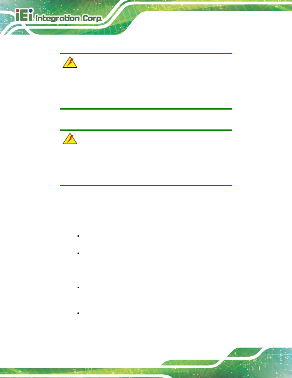 A.1.2 cpu temperature warning, A.1.3 anti-static precautions | IEI Integration AFL2-17A-H61 v1.23 User Manual | Page 228 / 278
