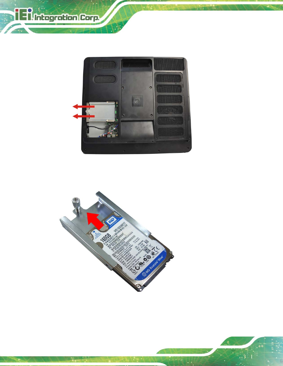 Figure 5-3: removing the hdd bracket, Figure 5-4: inserting the hdd | IEI Integration AFL2-17A-H61 v1.23 User Manual | Page 72 / 278