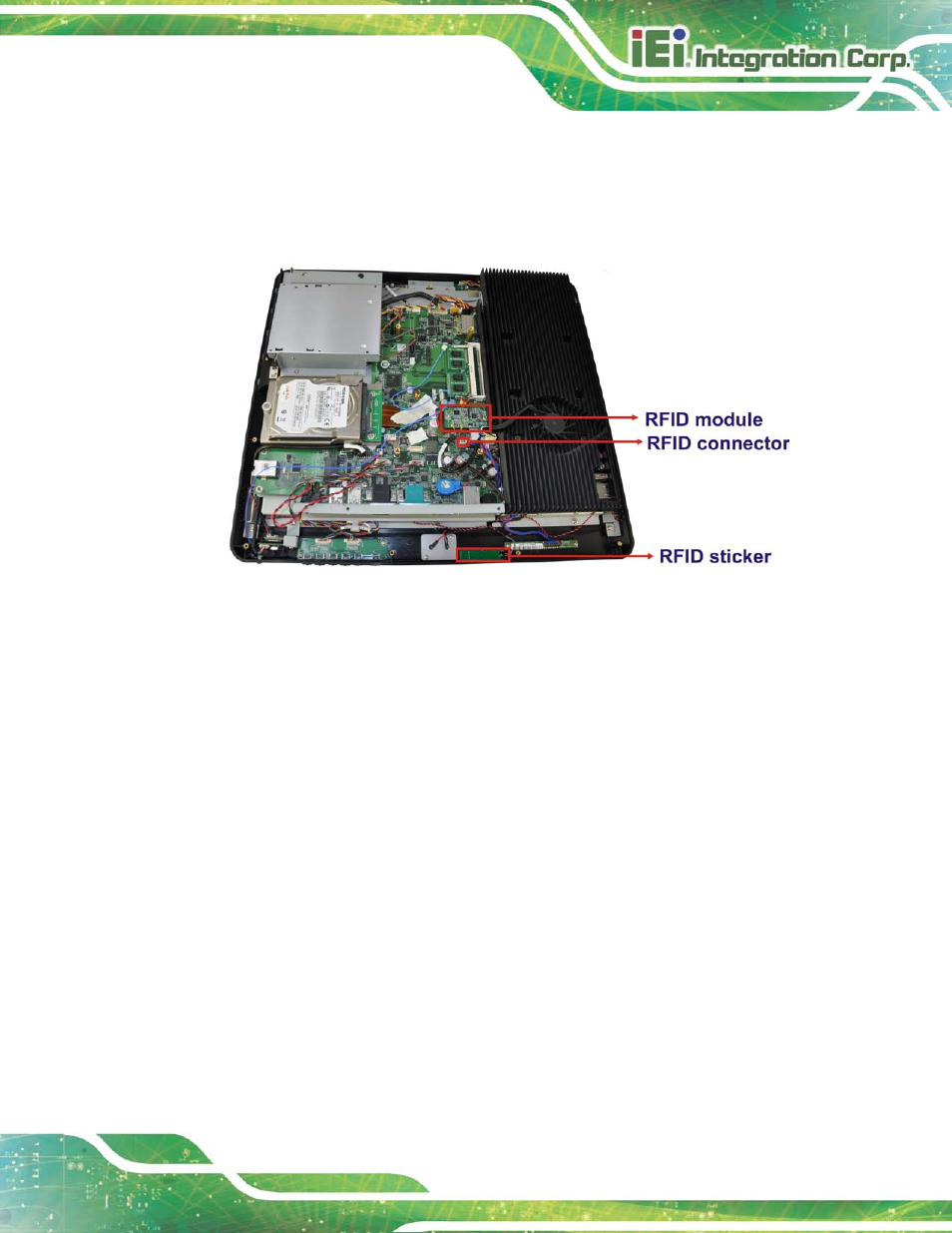 7 dvd-rom installation (optional), Dvd-rom, Nstallation | Ptional, Figure 5-8: install the rfid module, 7 dvd-rom in s ta lla tio n (op tio n a l) | IEI Integration AFL2-17A-H61 v1.23 User Manual | Page 75 / 278