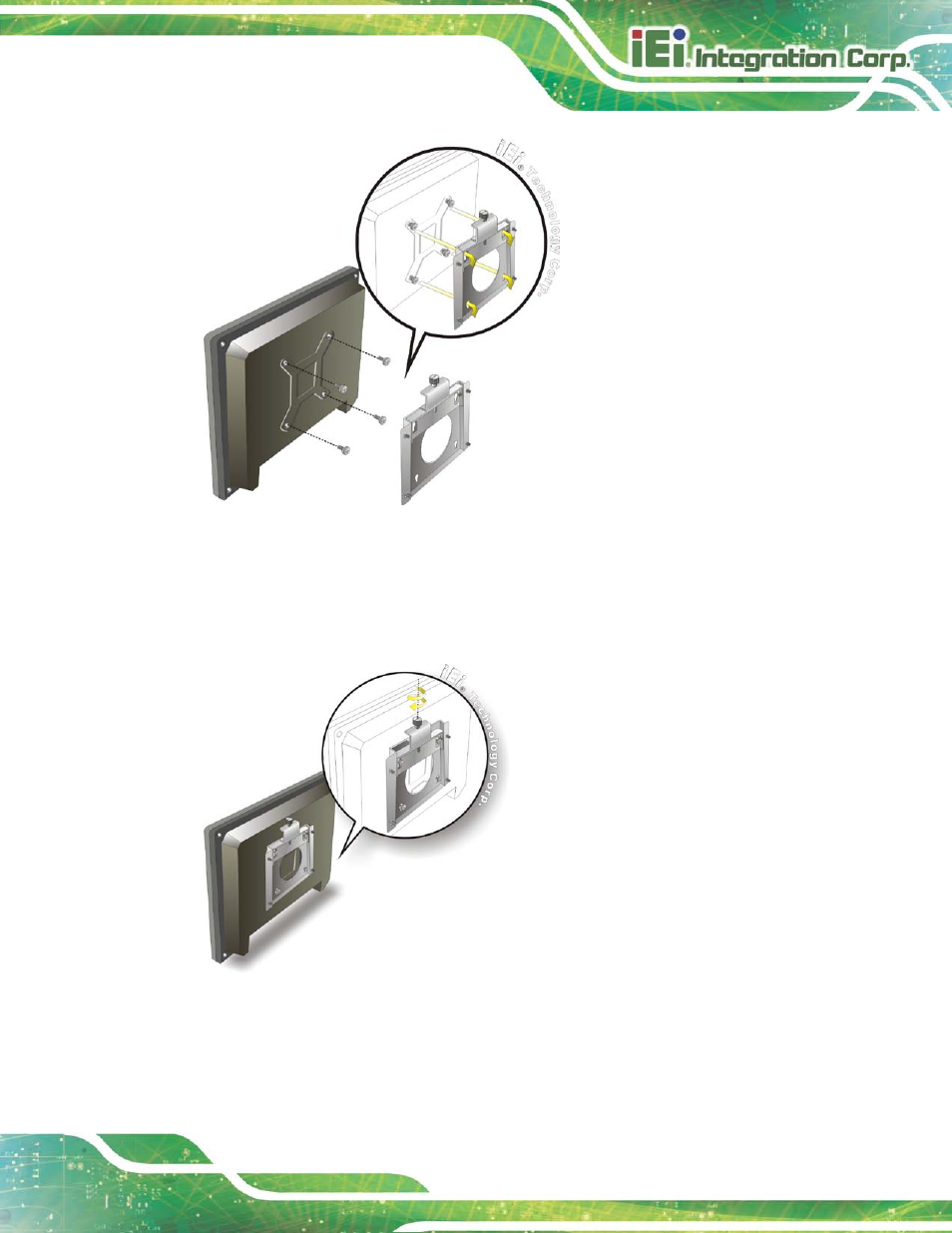 Figure 5-17: chassis support screws, Figure 5-18: secure the panel pc | IEI Integration AFL2-17A-H61 v1.23 User Manual | Page 83 / 278