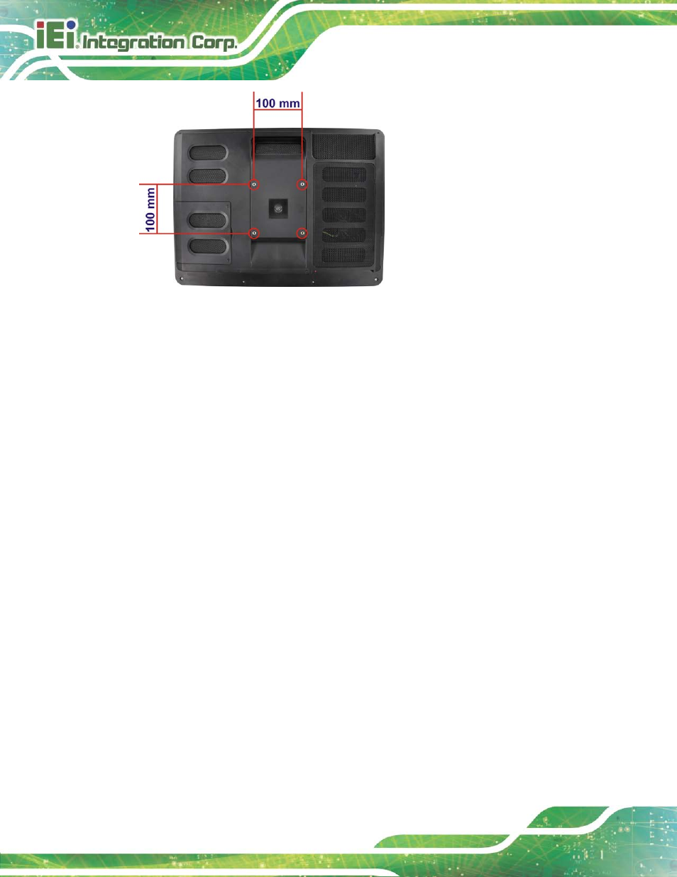4 arm mounting, Figure 5-21: mounting screw location | IEI Integration AFL2-17A-H61 v1.23 User Manual | Page 86 / 278