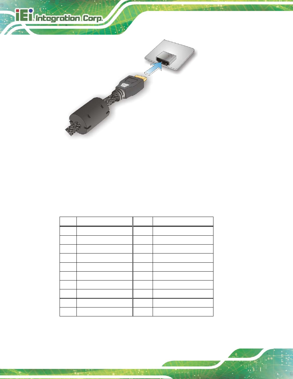 Figure 5-24: hdmi connection, Table 5-1: hdmi pinouts | IEI Integration AFL2-17A-H61 v1.23 User Manual | Page 90 / 278