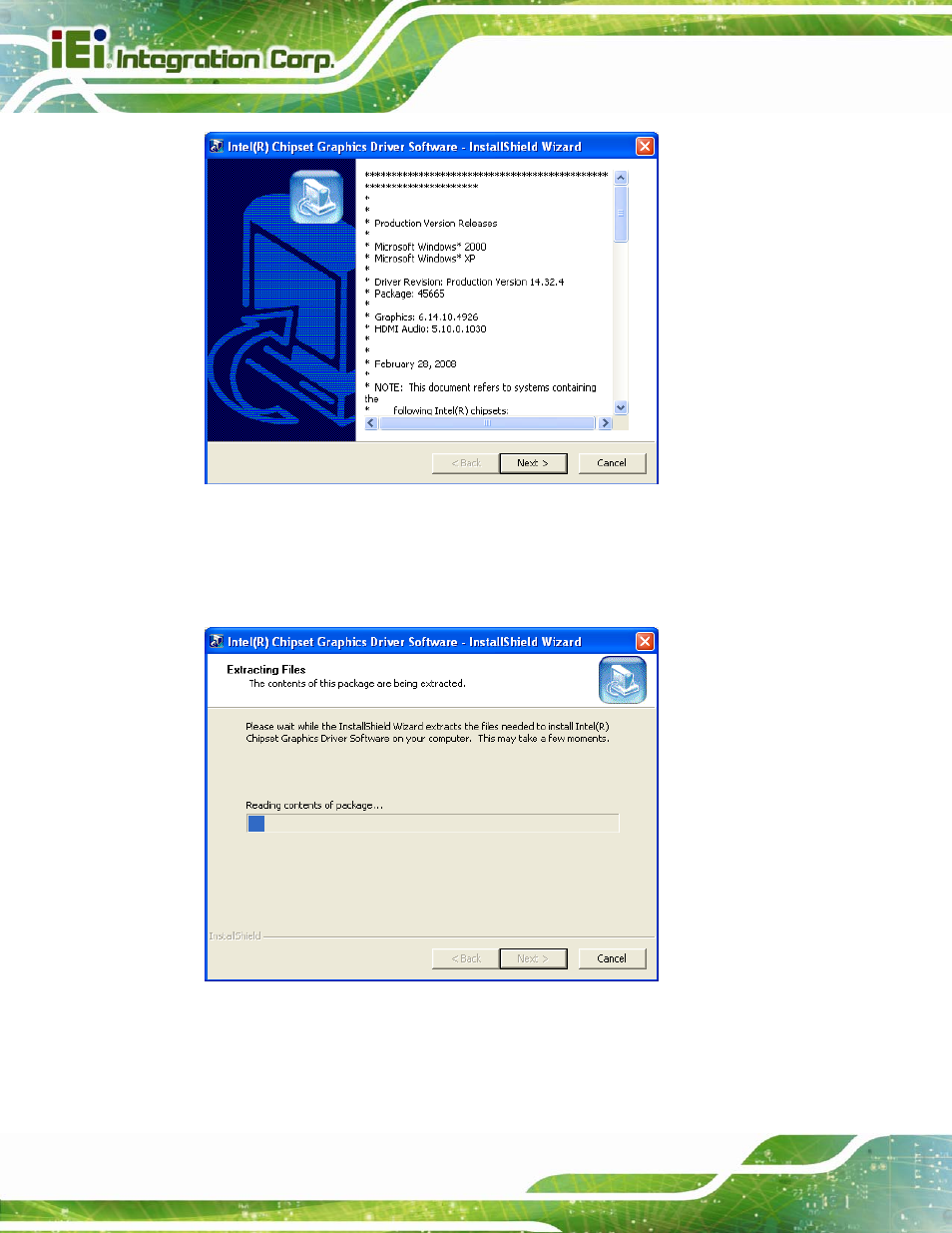 Figure 5-8: graphics driver read me file, Figure 5-9: graphics driver setup files extracted | IEI Integration AFL2-W15B-H61 User Manual | Page 110 / 219