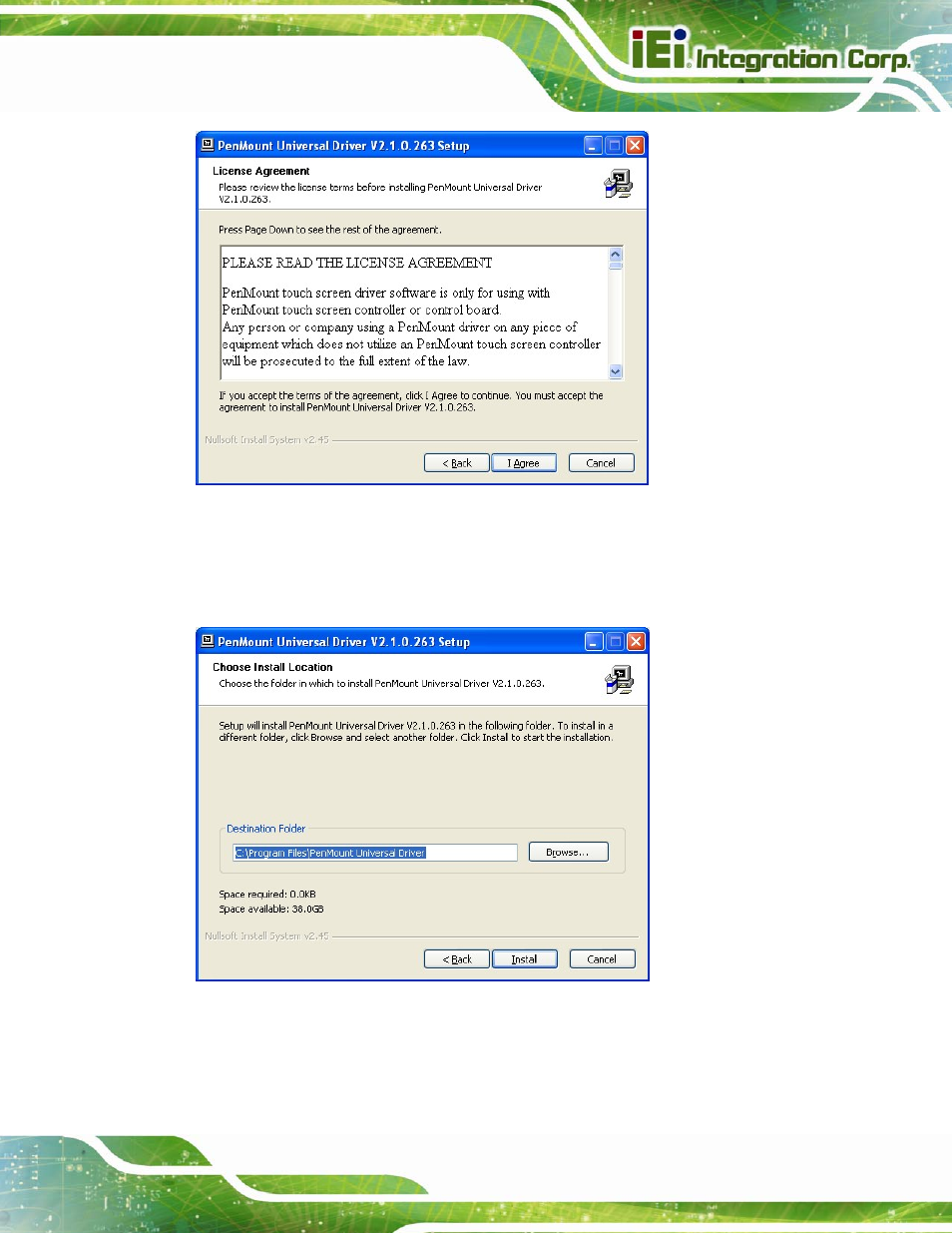 Figure 5-23: touch screen driver license agreement | IEI Integration AFL2-W15B-H61 User Manual | Page 119 / 219